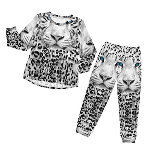 Anantty Kinder Schlafanzug-Set Wild Tier Tiger Druck Pyjama Woman Set, Lang Nachtwäsche Hausanzug Negligee Sleepwear für Jungen Mädchen von Anantty