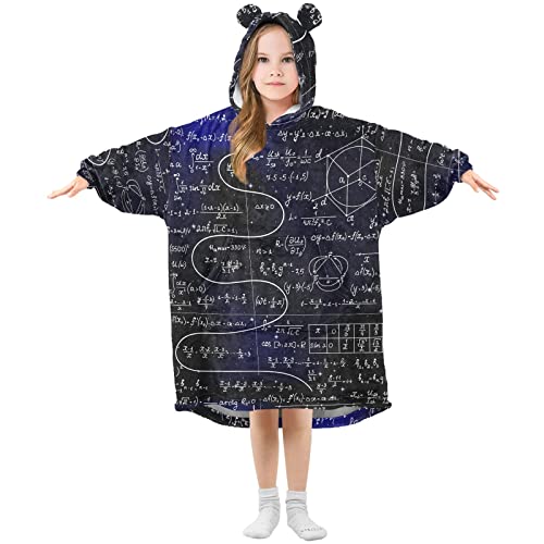 Anantty Kinder Übergroße Hoodie Decke Mathematische Formeln Oversized Pullover Sweatshirt Flanell Plüsch Kapuzenpullover Kuschelpullover Für Junge Mädchen von Anantty