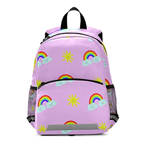 Anantty Kinderrucksack Süß Regenbogen Sonne Muster Kleiner Freund Kindergartenrucksack für 2-6 Jährige Kinder im Kindergarten und Kinderrucksack für die Kita von Anantty