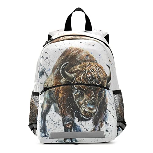 Anantty Kinderrucksack Tier Büffel Stier Bison Kleiner Freund Kindergartenrucksack für 2-6 Jährige Kinder im Kindergarten und Kinderrucksack für die Kita von Anantty