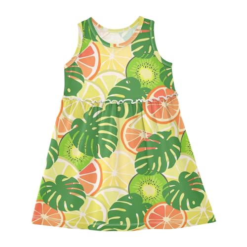 Anantty Mädchen Kleider Sommer Tropisch Obst Ärmellos Sommerkleid Baumwolle Kleid 2-8 Jahre von Anantty