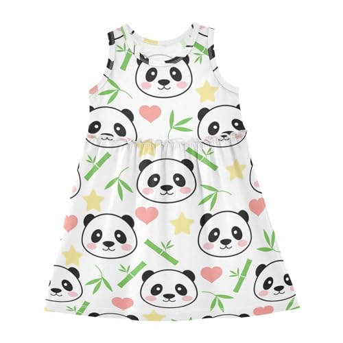 Anantty Mädchen Kleider Süß Panda Gesicht Ärmellos Sommerkleid Baumwolle Kleid 2-8 Jahre von Anantty