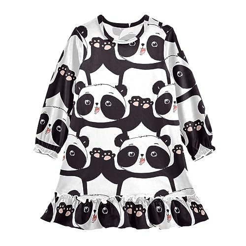 Anantty Mädchen Nachthemd Netter Panda Bär Langarm Schlafanzug Kleider Nachtwäsche Nightdress Pyjamas von Anantty