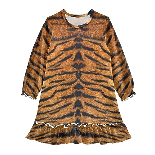 Anantty Mädchen Nachthemd Tropisch Tier Tiger Druck Langarm Schlafanzug Kleider Nachtwäsche Nightdress Pyjamas von Anantty