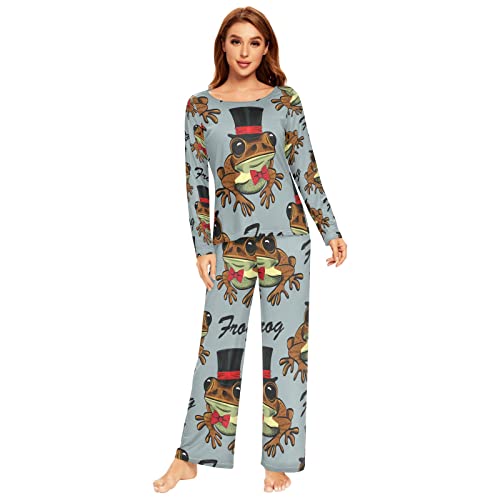 Damen-Pyjama-Set, Aquarell, niedliches Pinguin-Pyjama-Set, langärmelig, lange Hose, 2-teilig, Loungewear, Nachtwäsche, mehrfarbig, 38 von Anantty