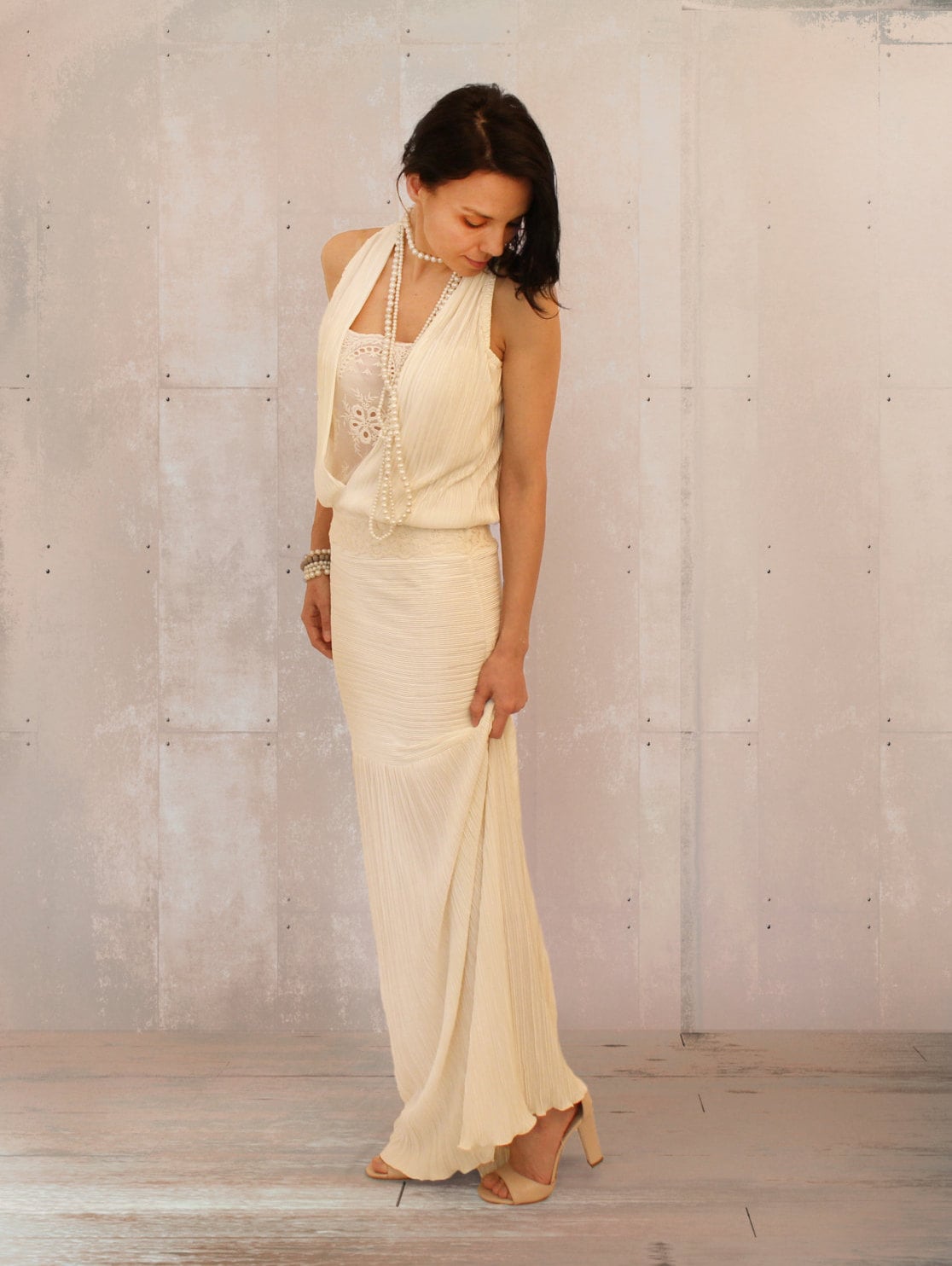 Retro Hochzeitskleid, Boho V Dekolletékleid, Flapperhochzeitenkleid, 20Er Jahre Stil Kleid, Flapperkleid, Gatsby Glamour von Anaoiss