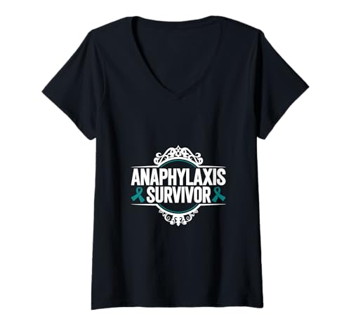 Damen Anaphylaxie Überlebende T-Shirt mit V-Ausschnitt von Anaphylaxie Awareness Designs