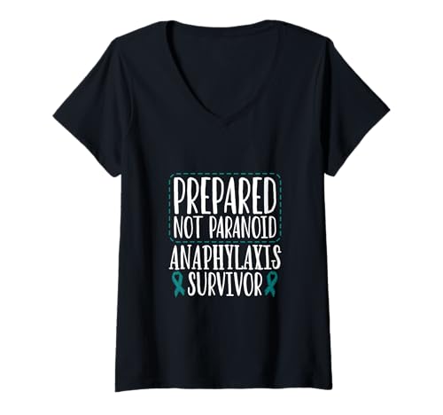Damen Anaphylaxie Überlebt T-Shirt mit V-Ausschnitt Damen Anaphylaxie Überlebt T-Shirt mit V-Ausschnitt von Anaphylaxie Awareness Designs