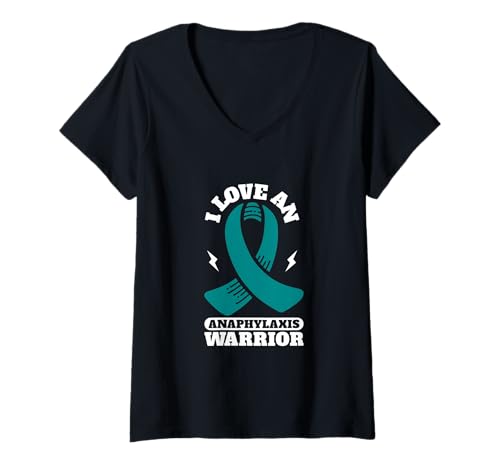 Damen Ich Liebe einen Kämpfer - Anaphylaxie T-Shirt mit V-Ausschnitt Damen Ich Liebe einen Kämpfer - Anaphylaxie T-Shirt mit V-Ausschnitt von Anaphylaxie Awareness Designs