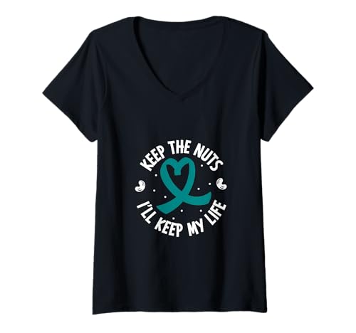 Damen Nussfrei - Leben retten - Anaphylaxie T-Shirt mit V-Ausschnitt von Anaphylaxie Awareness Designs