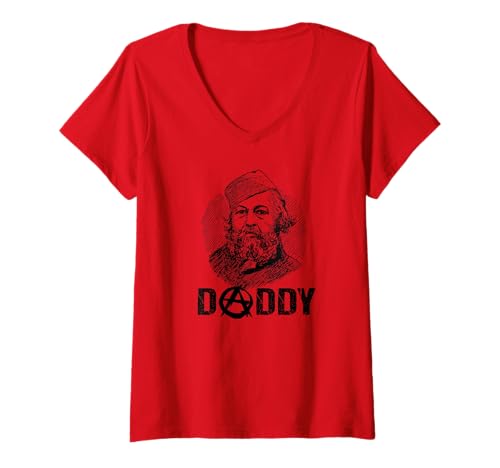 Damen Anarchy Father Mikhail Bakunin T-Shirt Anarchist Symbol Rebel T-Shirt mit V-Ausschnitt Damen Anarchy Father Mikhail Bakunin T-Shirt Anarchist Symbol Rebel T-Shirt mit V-Ausschnitt von Anarchy Rebel Apparel