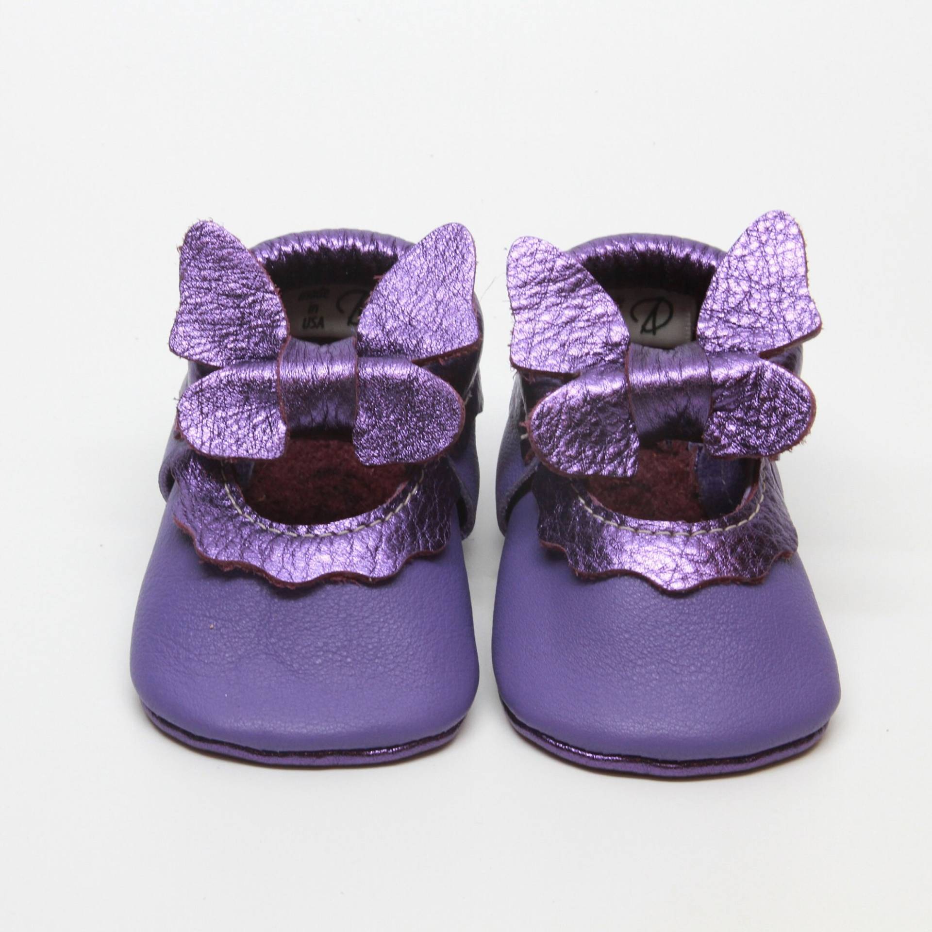 Baby Mokassins, Lila Kombination Schmetterling Maryjane Mädchen Schuhe, Kleinkind Weichsohle Babyschuhe3 von AnastasiyDesign