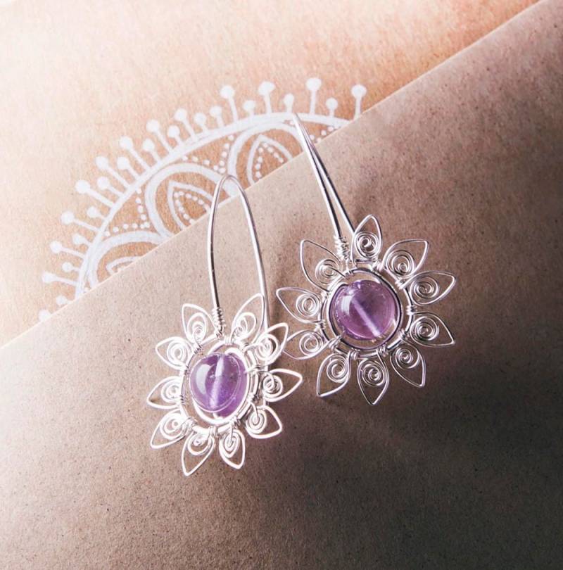 Sonne, Ametrin Ohrringe, Versilberte Spirale Schmuck, Natürliche Sonnenschein Geschenk Für Sie, Violett Ohrringe Sonne, Ametrin Ohrringe, Versilberte Spirale Schmuck, Natürliche Sonnenschein Geschenk Für Sie, Violett Ohrringe von Anateya