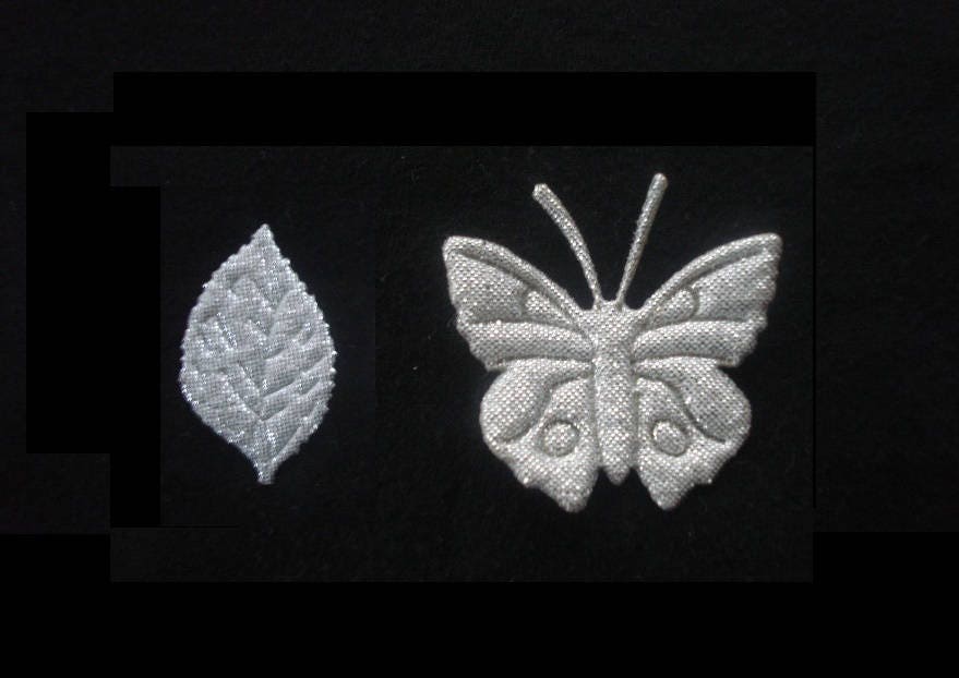 12 Stück Silber Schmetterling Oder Blattgold Medium Applikation, Stirnband Hut Versorgung Verändert Kostüme Metallic Glitter Stoff Verpackung 12 Stück Silber Schmetterling Oder Blattgold Medium Applikation, Stirnband Hut Versorgung Verändert Kostüme Metallic Glitter Stoff Verpackung von AnatoliaDreams