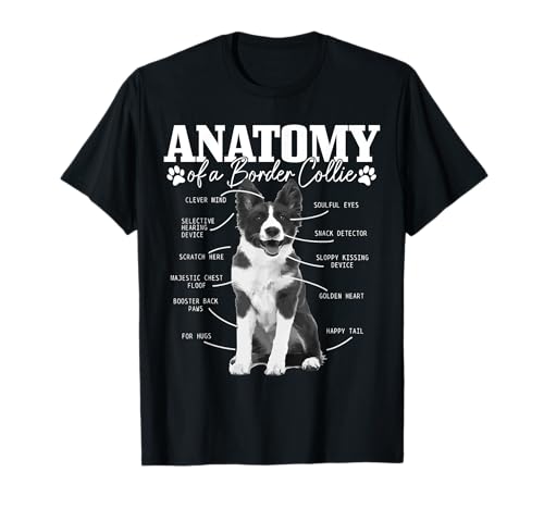 Border Collie Anatomie Lustiger süßer Hund Border Collie Mama Papa T-Shirt von Anatomy Of A Border Collie