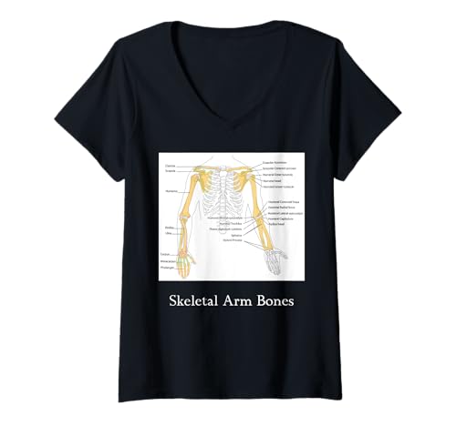Damen Menschliches Skelett, Armknochen, menschliche Skelettanatomie T-Shirt mit V-Ausschnitt Damen Menschliches Skelett, Armknochen, menschliche Skelettanatomie T-Shirt mit V-Ausschnitt von Anatomy and Physical Apparel Designs