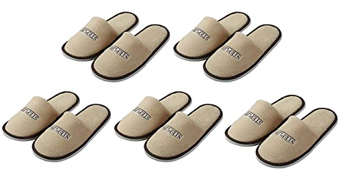 Anawakia 5 Paar Slipper Hotelslipper Hausschuhe Set Frottierslipper Badeslipper Gästehausschuhe geschlossen Hausschuhe Spa Home (Beige,43.5) von Anawakia