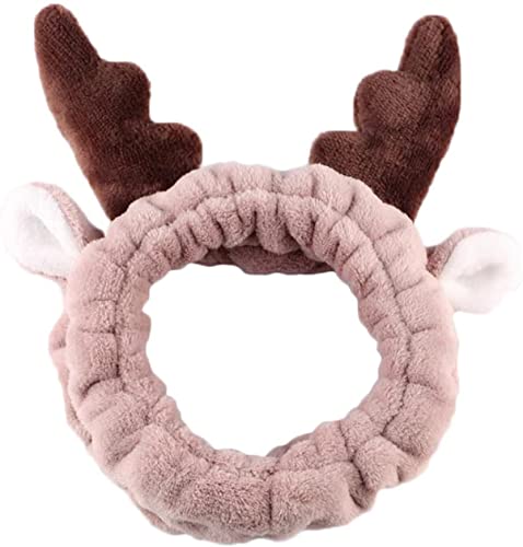Anawakia Dusche Haarband Spa Haarband Gesicht Waschen Haarband Make up Stirnband Geweihe Elch Stirnband Mode Süße Schöne Make-Up Kosmetische Haarband (2pcs) von Anawakia