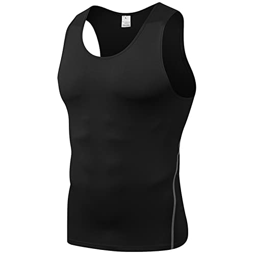 Anawakia Kompressions-Tanktop für Herren, kühl, trocken, athletisch, ärmellos, Kompressions-Tanktop, Unterschicht (Schwarz, XXXL) von Anawakia