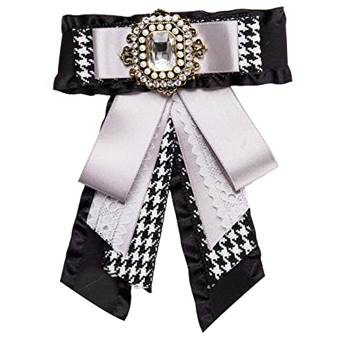 Anawkaia Schleifenbrosche Damen Brosche mit Strass Schleifenbrosche Strass Brosche Damen Vintage Broschennadeln Bekleidungs Schmuck (Grau) von Anawakia