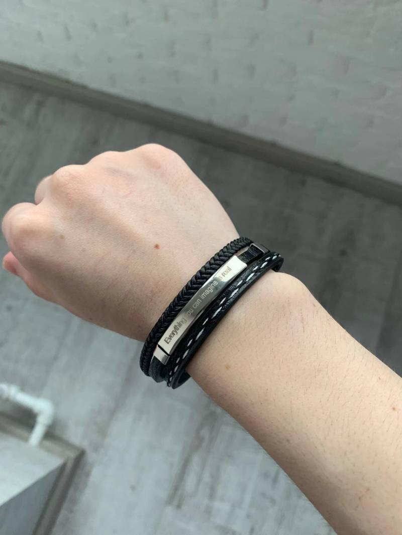 Engraved Men's Name Bracelet, Custom Leather Personalized Jewelry, Gift For Him, Christmas Gift, For Dad Engraved Men's Name Bracelet, Custom Leather Personalized Jewelry, Gift For Him, Christmas Gift, For Dad von AnaxagorasJEWELRY