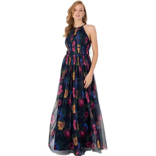 Anaya with Love Damen Dames Maxi Jurk Voor Vrouwen Houder Nek Mouwloos Achterkant Sleutelgat Lang Voor Bruiloft Guest Prom Dress, Floral, 46 EU von Anaya with Love