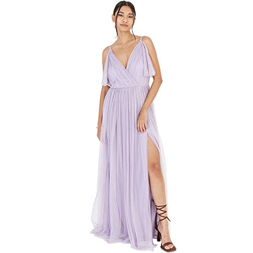 Anaya with Love Damen Dress Maxi Short Sleeve Cami V Neckline Long Length Empire Waist, Moody Lilac,44 von Anaya with Love