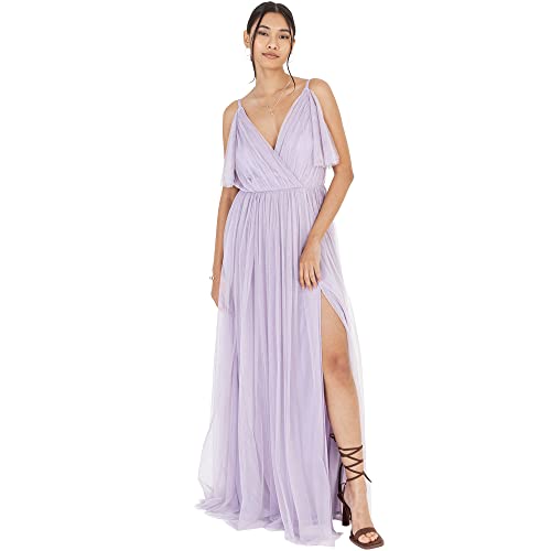 Anaya with Love Damen Dress Maxi Short Sleeve Cami V Neckline Long Length Empire Waist, Moody Lilac,48 von Anaya with Love