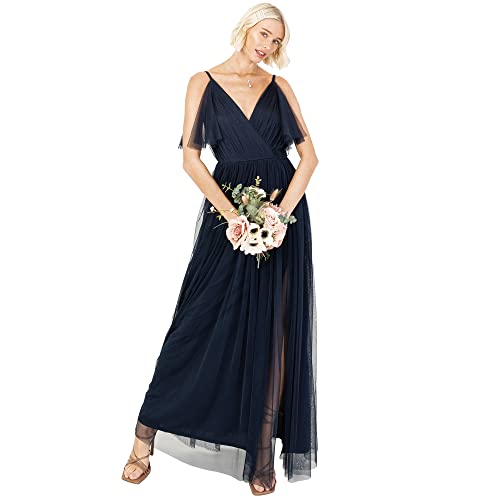 Anaya with Love Damen Dress Maxi Short Sleeve Cami V Neckline Long Length Empire Waist, Navy Blue,34 von Anaya with Love