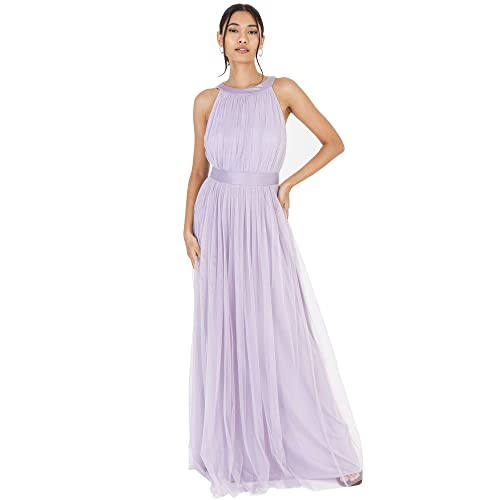 Anaya with Love Damen Ladies Maxi Dress for Women Halter Neck Long Sleeveless with Belt A Line Evening Gown Ball Prom Wedding Guest Bridesmaid Kleid, Dusty Lilac, 42 von Anaya with Love