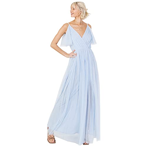 Anaya with Love Damen Dress Maxi Short Sleeve Cami V Neckline Long Length Empire Waist, Light Blue,34 von Anaya with Love