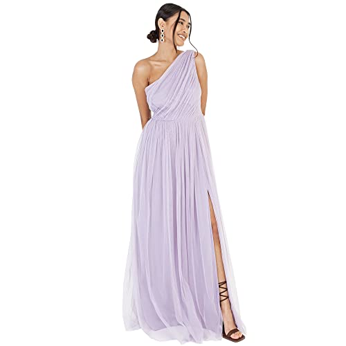 Anaya with Love Damen Womens Ladies Maxi One Cold Shoulder Dress with Slit Split Sleeveless Prom Wedding Guest Bridesmaid Ball Evening Gown Kleid, Dusty Lilac, 42 von Anaya with Love