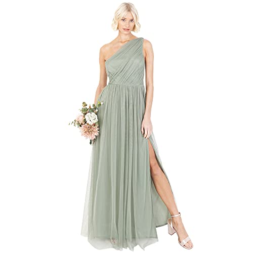 Anaya with Love Damen Womens Ladies Maxi One Cold Shoulder Dress with Slit Split Sleeveless Prom Wedding Guest Bridesmaid Ball Evening Gown Kleid, Forest Green, 34 von Anaya with Love