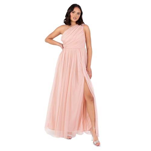 Anaya with Love Damen Womens Ladies Maxi One Cold Shoulder Dress with Slit Split Sleeveless Prom Wedding Guest Bridesmaid Ball Evening Gown Kleid, Peach Blush, 52 von Anaya with Love