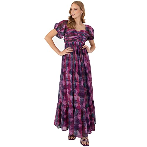 Anaya with Love Ladies Empire Waist Maxi Dress for Women Puffed Short Sleeve Sweetheart Neckline Tiered Long Ruffle for Wedding Guest Purple Size 58 von Anaya with Love