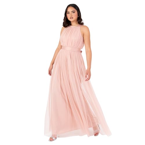 Anaya with Love Ladies Maxi Dress for Women Halter Neck Long Sleeveless with Belt A Line Evening Gown Ball Prom Wedding Guest Bridesmaid, Pfirsichrosa 38 von Anaya with Love
