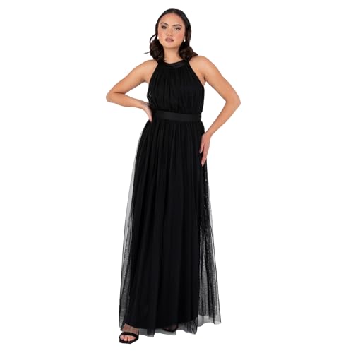 Anaya with Love Ladies Maxi Dress for Women Halter Neck Long Sleeveless with Belt A Line Evening Gown Ball Prom Wedding Guest Bridesmaid, Schwarz 54 von Anaya with Love