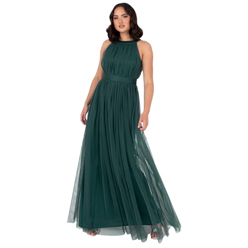 Anaya with Love Damen Ladies Maxi Dress for Women Halter Neck Long Sleeveless Belt A Line Evening Gown Ball Prom Wedding Guest Bridesmaid Kleid, Emerald Green, 46 EU von Anaya with Love