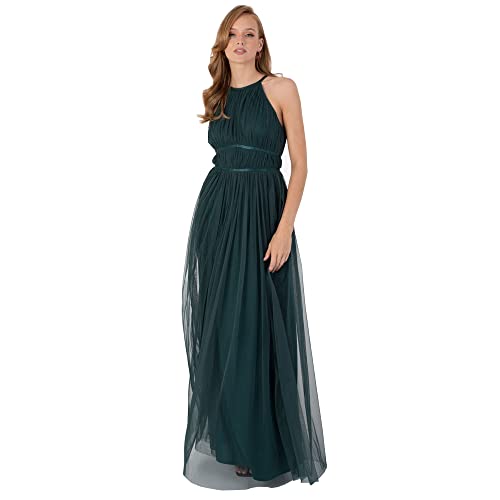 Anaya with Love Women's Ladies Maxi Women Halter Neck Sleeveless Back Keyhole Long for Wedding Guest Prom Ball Evening Gown Bridesmaid Dress, Emerald Green, 48 von Anaya with Love