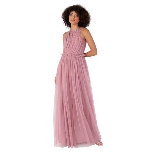 Anaya with Love Women's Maxi Dress Ladies Sleeveless Halterneck Ruffle Empire A-line for Wedding Guest Bridesmaid Ball Evening Occasion, Bridal Rose, 36 von Anaya with Love