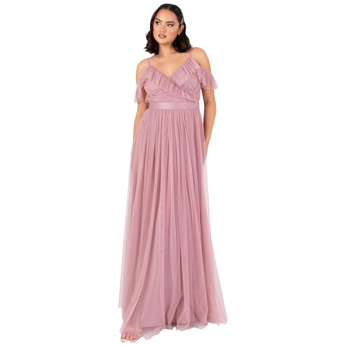 Anaya with Love Damen Women's Maxi Ladies Sleeveless V-Neck Cold Shoulder Tulle Sash Tie Belt A-line Bridesmaid Wedding Guest Ball Gown Dress, Bridal Rose, 40 EU Anaya with Love Damen Women's Maxi Ladies Sleeveless V-Neck Cold Shoulder Tulle Sash Tie Belt A-line Bridesmaid Wedding Guest Ball Gown Dress, Bridal Rose, 40 EU von Anaya with Love