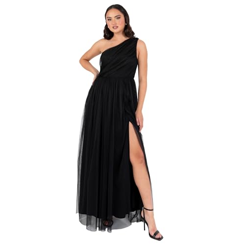 Anaya with Love Damen Womens Ladies Maxi One Cold Shoulder Dress with Slit Split Sleeveless Prom Wedding Guest Bridesmaid Ball Evening Gown Kleid, Black, 42 von Anaya with Love