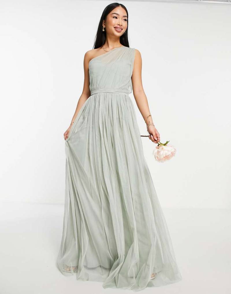 Anaya - Bridesmaid - Maxikleid aus Tüll in Salbeigrün mit One-Shoulder-Träger von Anaya