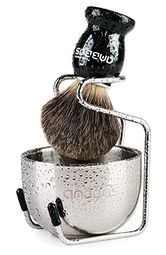 Rasierset Luxus Herren Geschenk Set Rasierpinsel Dachshaar silberspitz mit Rasierschale und Pinselhalte Rasierset Luxus Herren Geschenk Set Rasierpinsel Dachshaar silberspitz mit Rasierschale und Pinselhalte von Anbbas