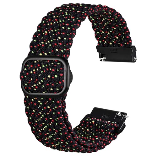 Anbeer 20mm geflochtenes Nylon Uhrenarmband mit Solo Schlaufe, dehnbares Schnellverschluss Ersatzarmband mit verstellbarer Schnalle, sternengrau mit schwarzer Schnalle von Anbeer