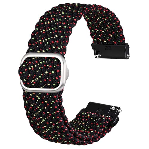 Anbeer 20mm geflochtenes Nylon Uhrenarmband mit Solo Schlaufe, dehnbares Schnellverschluss Ersatzarmband mit verstellbarer Schnalle, sternengrau mit silberner Schnalle von Anbeer