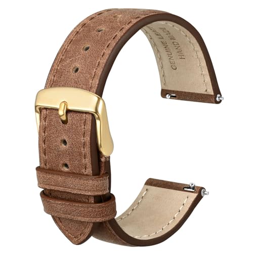 Anbeer Echtes Leder Uhrenarmbänder Schnellspanner,Crazy Horse Leder Uhrenarmbänder für Männer und Frauen,Bandbreite 18mm,Edelstahlschnalle von Anbeer