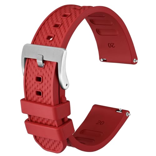 Anbeer Fluor Kautschuk Uhrenarmband, 22mm Schnellspanner, strukturiertes Rasterarmband mit matter Edelstahlschließe Anbeer Fluor Kautschuk Uhrenarmband, 22mm Schnellspanner, strukturiertes Rasterarmband mit matter Edelstahlschließe von Anbeer