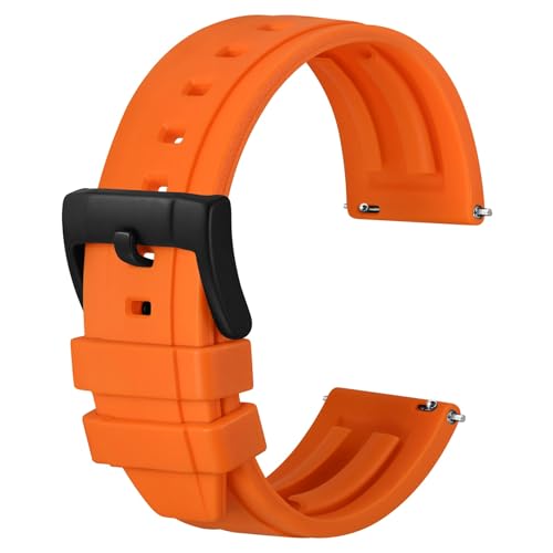 Anbeer Premium Silikon Uhrenarmbänder, 24mm Quick Release Gummi Uhrenarmbänder für Männer und Frauen, Orange mit schwarze Schnalle Anbeer Premium Silikon Uhrenarmbänder, 24mm Quick Release Gummi Uhrenarmbänder für Männer und Frauen, Orange mit schwarze Schnalle von Anbeer