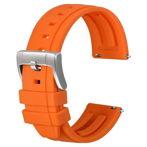 Anbeer Premium Silikon Uhrenarmbänder, 22mm Quick Release Gummi Uhrenarmbänder für Männer und Frauen, Orange mit silberner Schnalle Anbeer Premium Silikon Uhrenarmbänder, 22mm Quick Release Gummi Uhrenarmbänder für Männer und Frauen, Orange mit silberner Schnalle von Anbeer